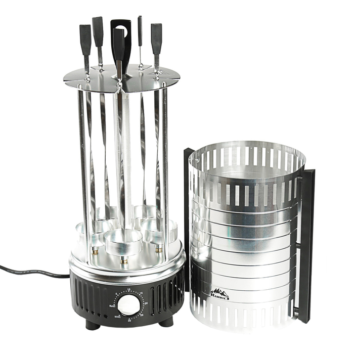 Электро шашлычница КАВКАЗ-4, 1000 Вт, 5 шампур, серебристый