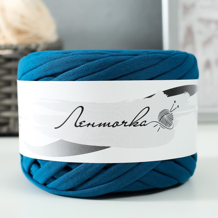 Пряжа трикотажная широкая 50м/160гр, ширина нити 7-9 мм (петроль)