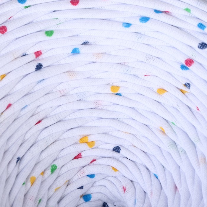 Пряжа трикотажная широкая 100м/350гр, ширина нити 7-9 мм (цветной горох)