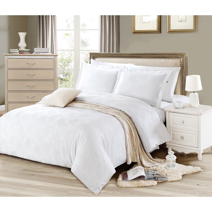 КПБ евро, 220х245 см, 200х220 см, 50х70 см-2 шт., цвет белый, сатин TJ03-8