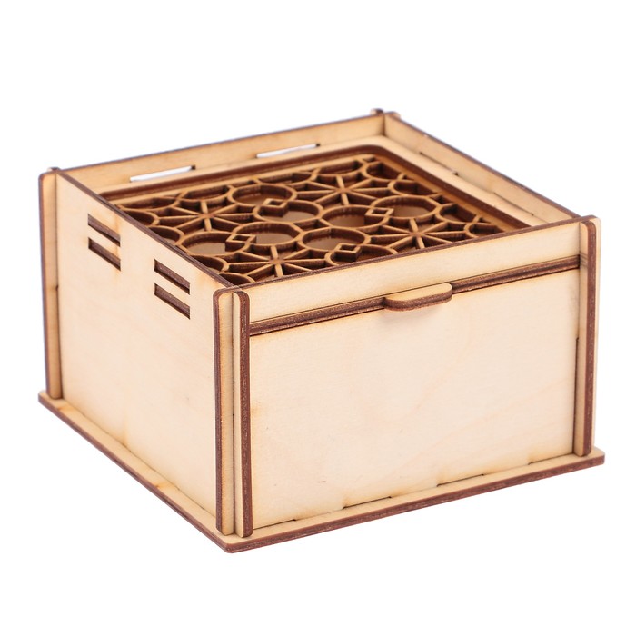 Шкатулка из дерева с резной крышкой "Узор  №1" 7х12х7 см (набор 8 деталей)