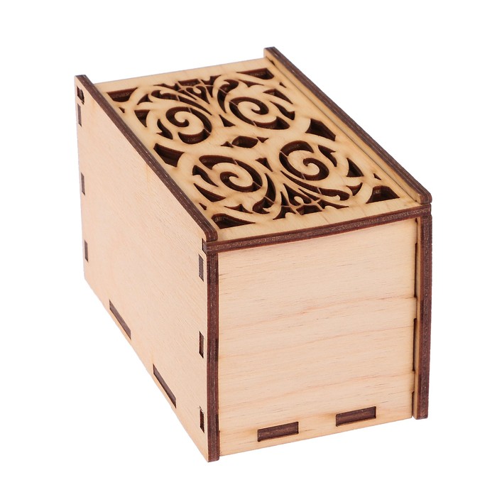 Шкатулка из дерева с резной крышкой "Узор  №2" 15х8х8,5 см (набор 6 деталей)