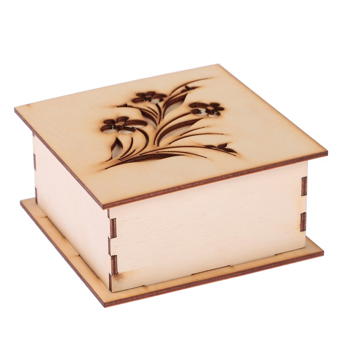 Шкатулка из дерева "Букетик" №18-2 12х12х6 см  (набор 7 деталей)