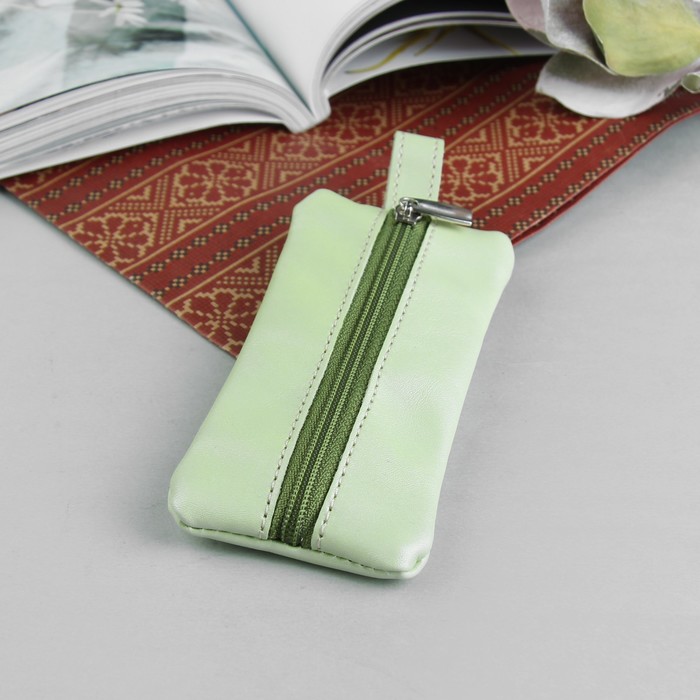 Ключница, отдел на молнии, металлическое кольцо, цвет мятный