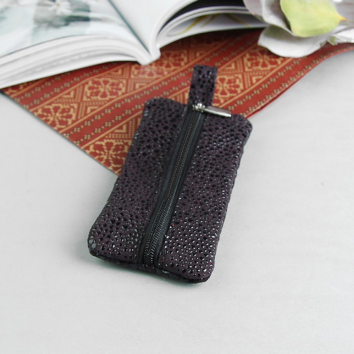 Ключница, отдел на молнии, металлическое кольцо, цвет тёмно-коричневый