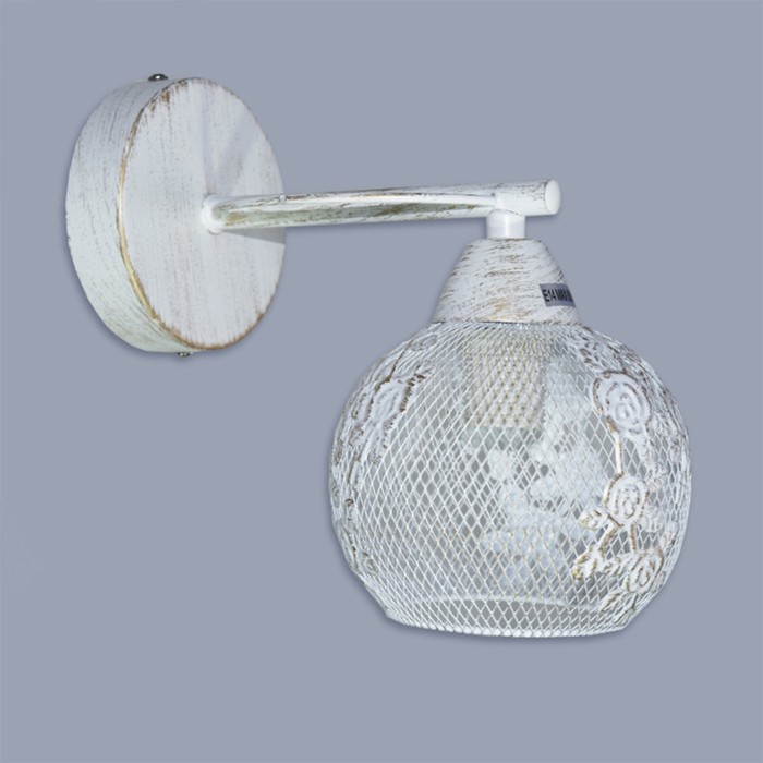 Бра "Пальмира" 1х60Вт Е14 белый патина