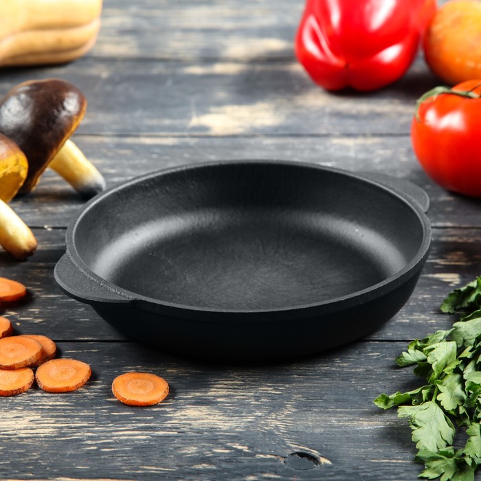 Сковорода чугунная 160*30 мм с двумя ушками