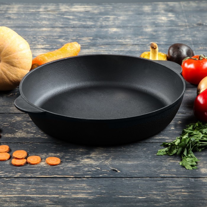 Сковорода чугунная 300*60 мм с двумя ушками