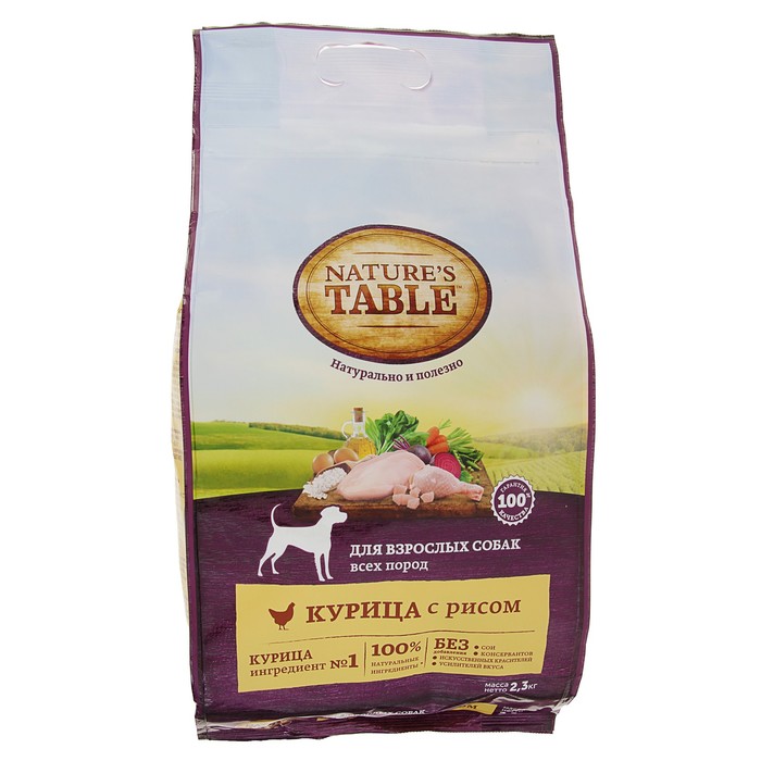 Сухой корм Natures Table для собак, курица/рис, 2.3 кг