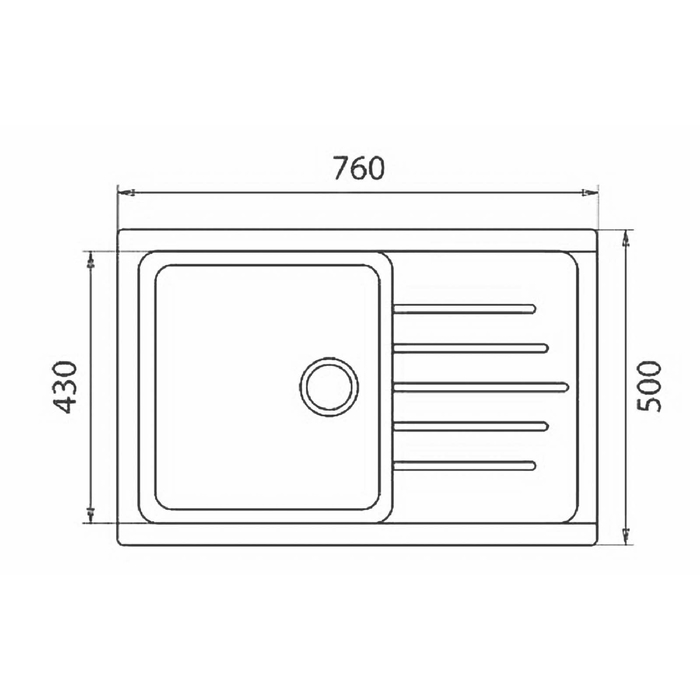 Мойка кухонная из камня Granfest P760L GF-76, 760х500 мм, цвет белый
