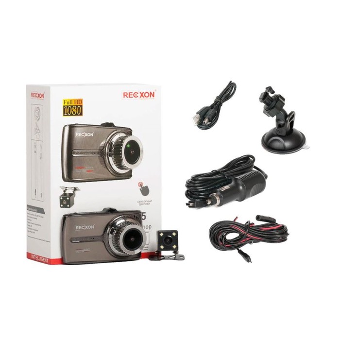 Видеорегистратор Recxon QX-5, две камеры, 3.5", 170°, 1920х1080