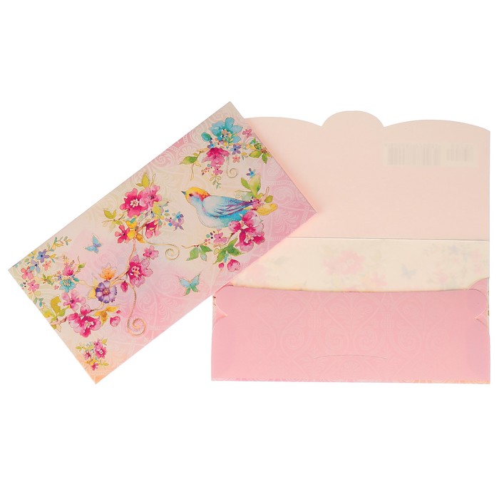 Конверт для денег "Универсальный" цветы, птички