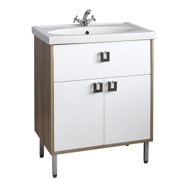 Тумба "Верона" 70 см. на ножках, белый глянец дуб сонома