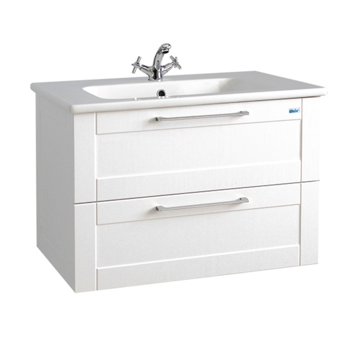 Тумба подвесная "Эйфория 80" 2 ящика, Белое дерево