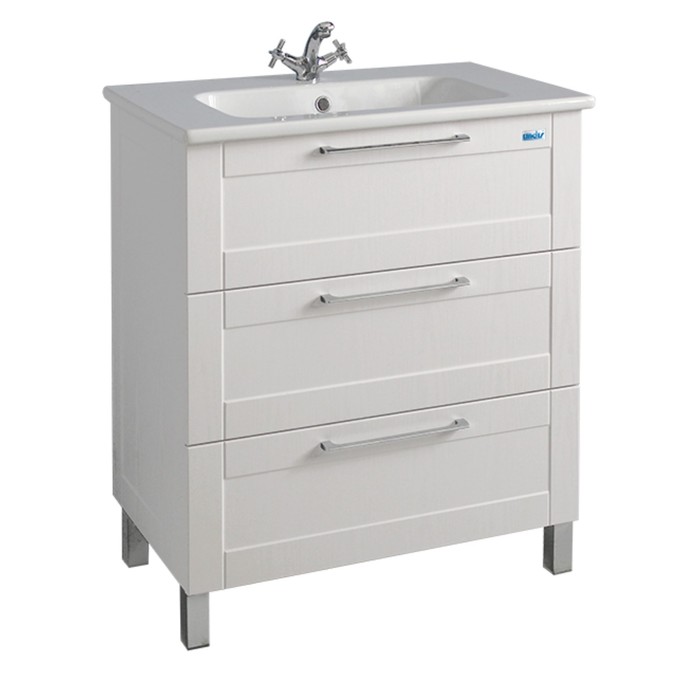 Тумба "Эйфория 80" 3 ящика, на ножках, Белое дерево