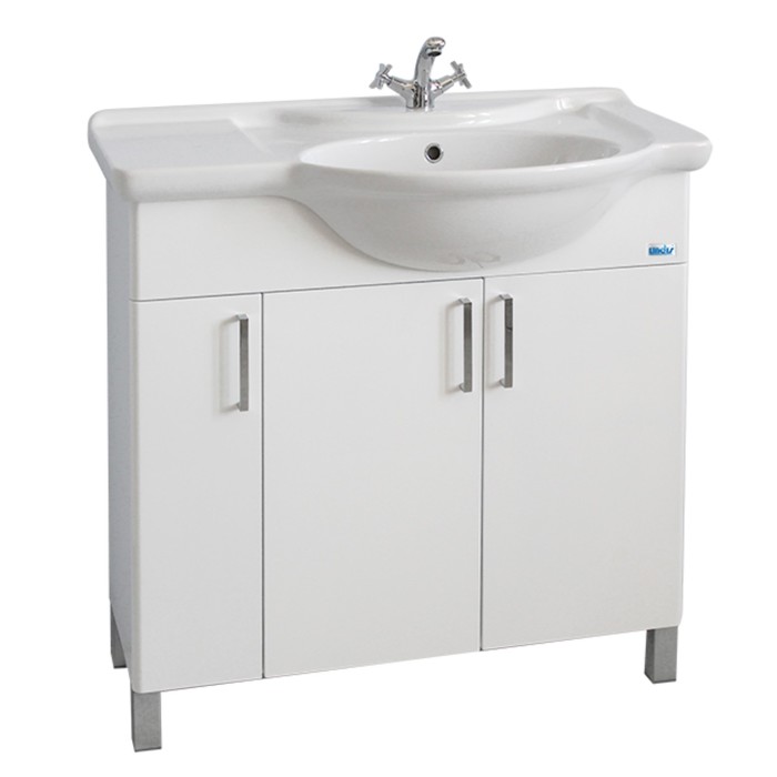 Тумба "Палермо 90" 3 двери, на ножках, белый глянец