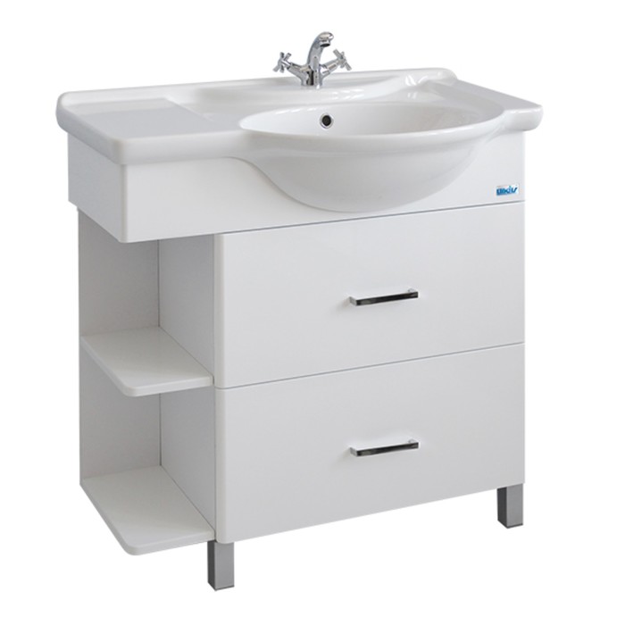 Тумба "Палермо 90" 2 ящика, на ножках, белый глянец