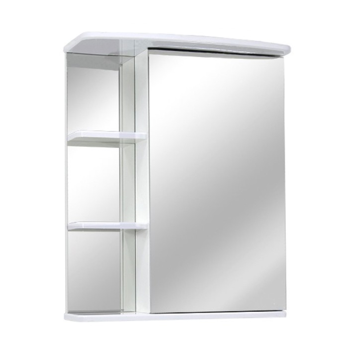 Шкаф-зеркало Троя 56 Левое, Цвет: белый глянец