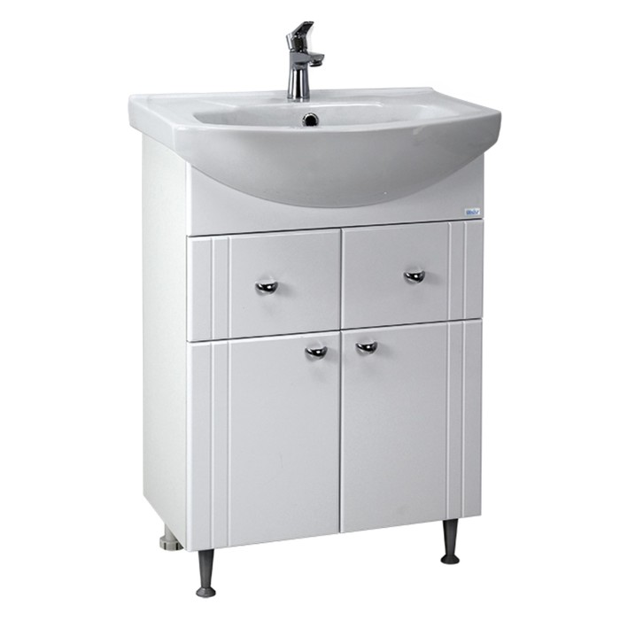 Тумба под раковину Родос 60 2 ящик, 2 двери Цвет: белый глянец