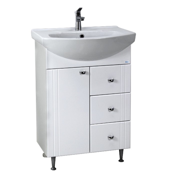 Тумба под раковину Родос 60 3 ящика, 1 дверь Цвет: белый глянец