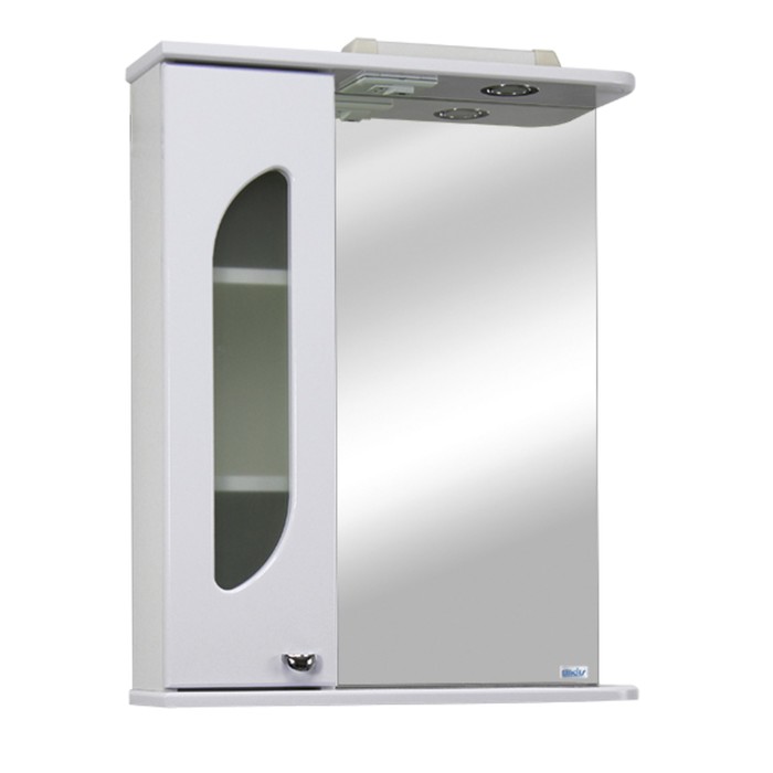 Шкаф-зеркало Дора 60 левое, с подсветкой Цвет: белый глянец