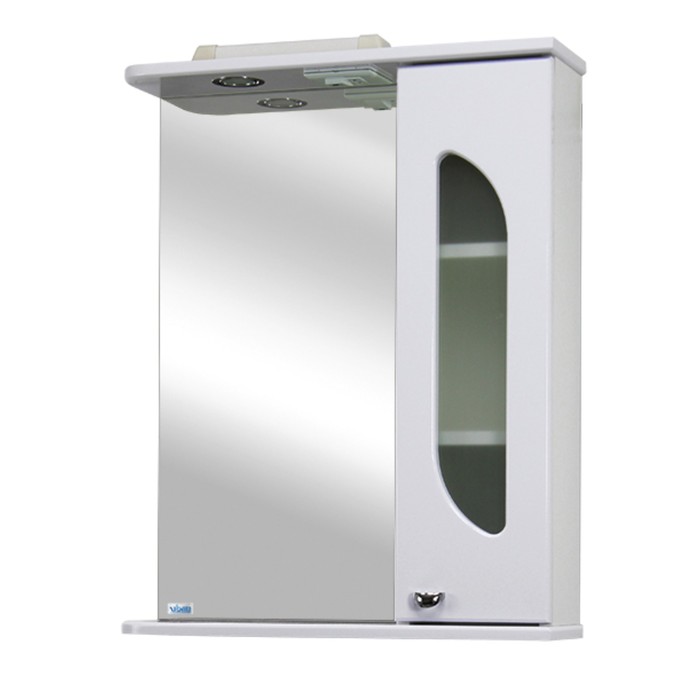 Шкаф-зеркало Дора 60 правое, с подсветкой Цвет: белый глянец