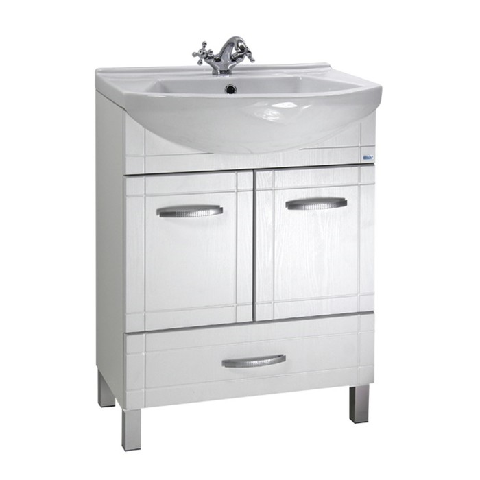 Тумба под раковину Милано 65 2 двери, 1 нижний ящик Цвет: белое дерево