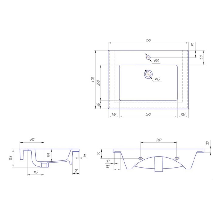 Раковина Оскар 75