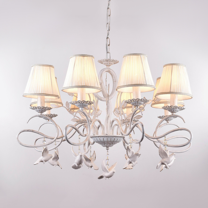 Люстра "Чайка" 9x40Вт Е14 белый, золото 78x78x84см