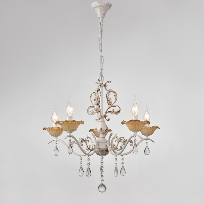 Люстра "Наяда" 5x60Вт Е14 белый, золото 62x62x85см