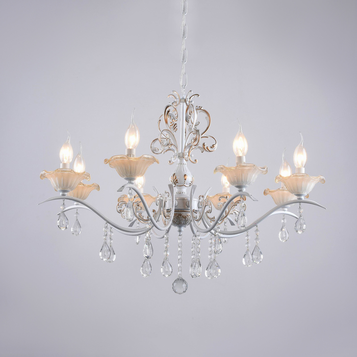 Люстра "Наяда" 8x60Вт Е14 белый, золото 75x75x95см