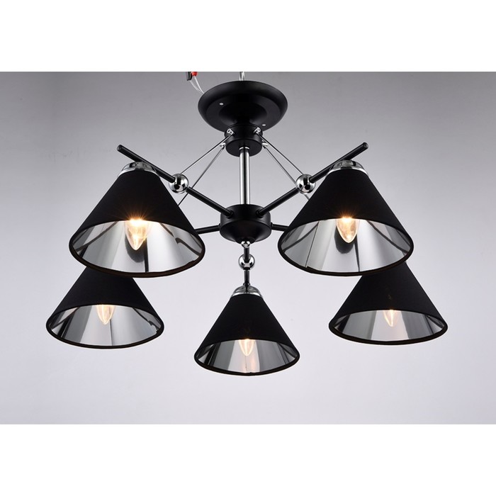 Люстра "Вентура" 5x60Вт Е14 черный, хром 66x66x36см