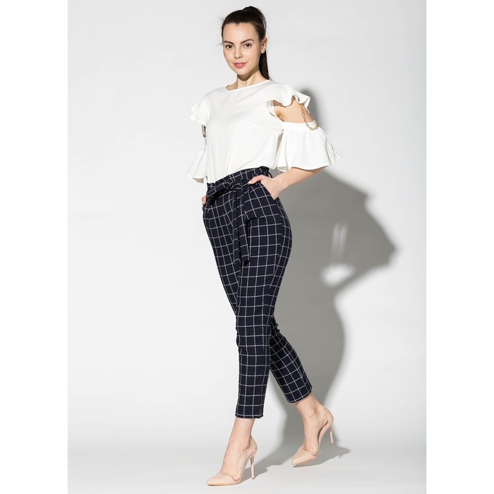 Костюм (блуза, брюки) женский 175 цвет молочный/синий, р-р 42