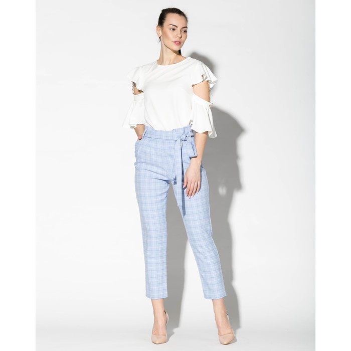 Костюм (блуза, брюки) женский 175 цвет молочный/голубой, р-р 48