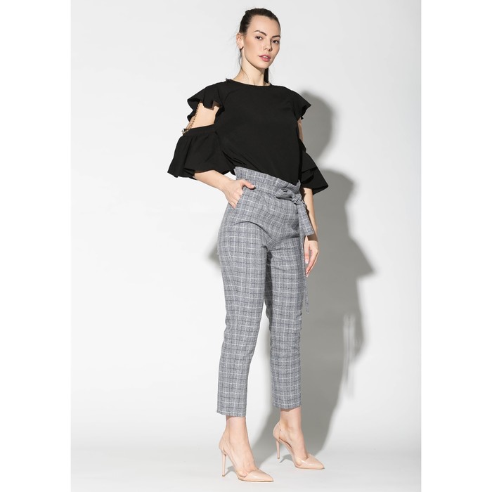 Костюм (блуза, брюки) женский 175 цвет чёрный/серый, р-р 44