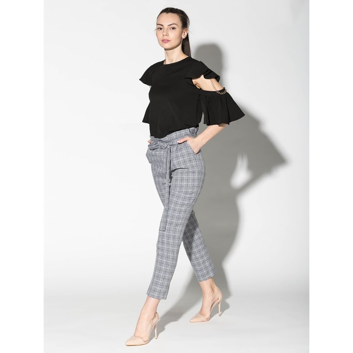 Костюм (блуза, брюки) женский 175 цвет чёрный/серый, р-р 46