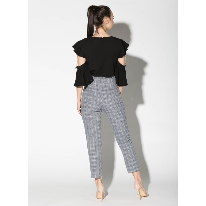 Костюм (блуза, брюки) женский 175 цвет чёрный/серый, р-р 48