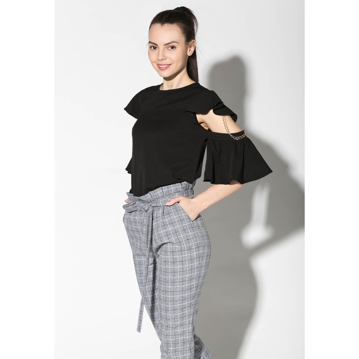 Костюм (блуза, брюки) женский 175 цвет чёрный/серый, р-р 48
