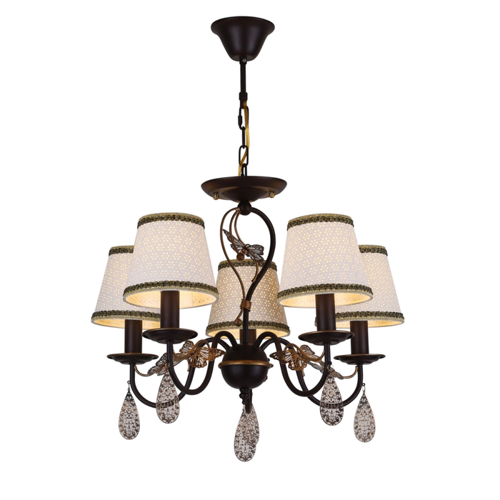 Люстра "Эсмиральда" 5x40Вт Е14 коричневый, золото 56x56x50см