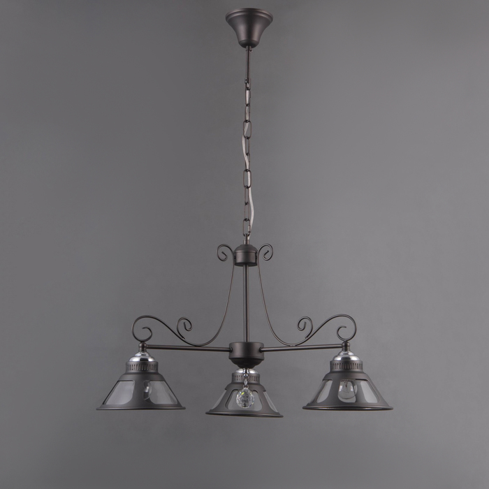 Люстра "Атланта" 3x40Вт Е27 серый, хром 71x71x83см