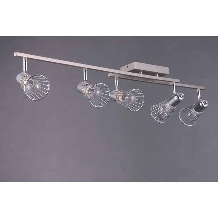 Светильник "Мира" 5x40Вт Е14 никель 93x93x18см