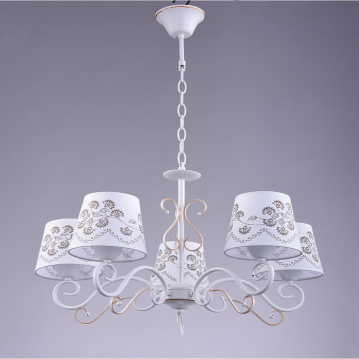 Люстра "Ярославна" 5x40Вт Е14 белый, золото 63x63x81см