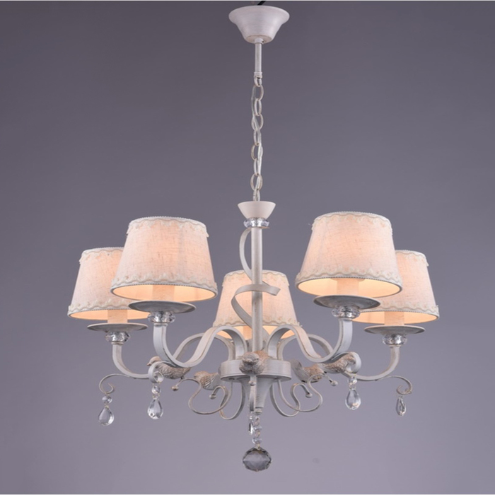 Люстра "Анджело" 5x40Вт Е14 бежевый, золото 58x58x94см