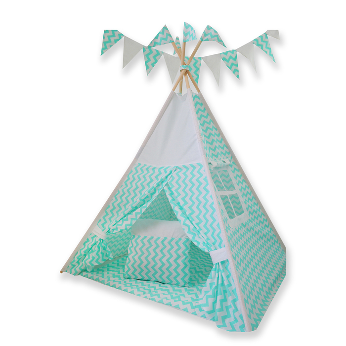 Вигвам "Морские волны", 100х100х160 см, цв. мята/белый, бязь, хл100%