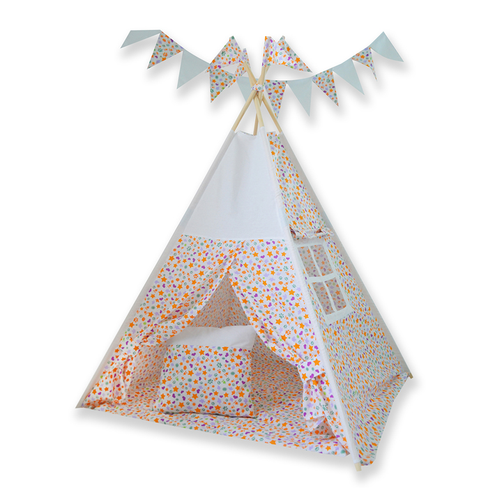 Вигвам "Фантазия" 100х100х160 см, цв. сирень/белый, бязь, хл100%