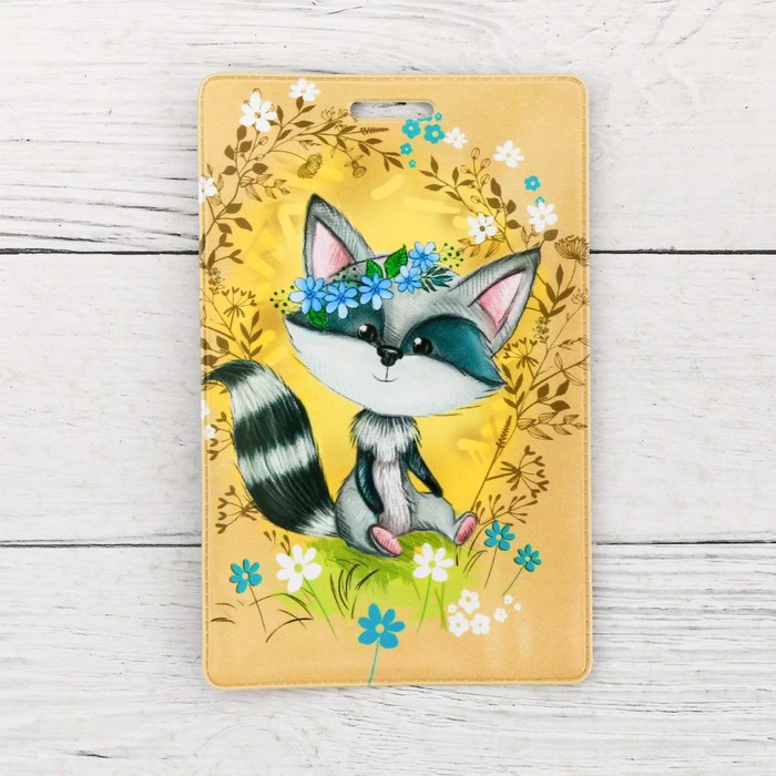 Чехол для бейджа и карточек "Енот", 6,5 х 10 см