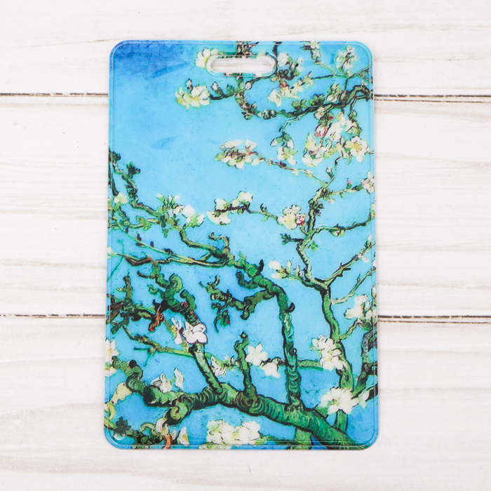 Чехол для бейджа и карточек "Цветущий миндаль", 6,5 х 10 см