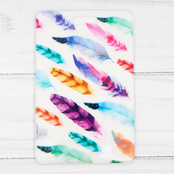 Чехол для бейджа и карточек "Перья", 6,5 х 10 см