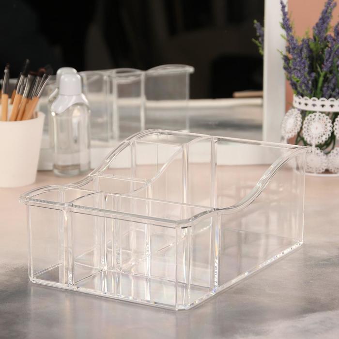 Органайзер для хранения косметических принадлежностей, 6 секций, цвет прозрачный