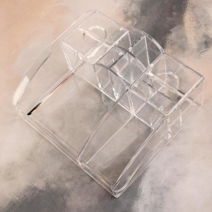 Органайзер для хранения косметических принадлежностей,11 секций, 2 крышки, цвет прозрачный